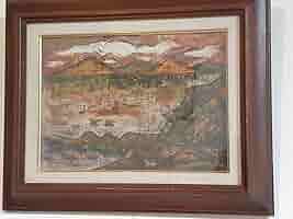 油絵　「春の風景」　F4号　真作 Yahoo!オークション - 真作 油彩画 加藤新市 風景画 F4号 油絵